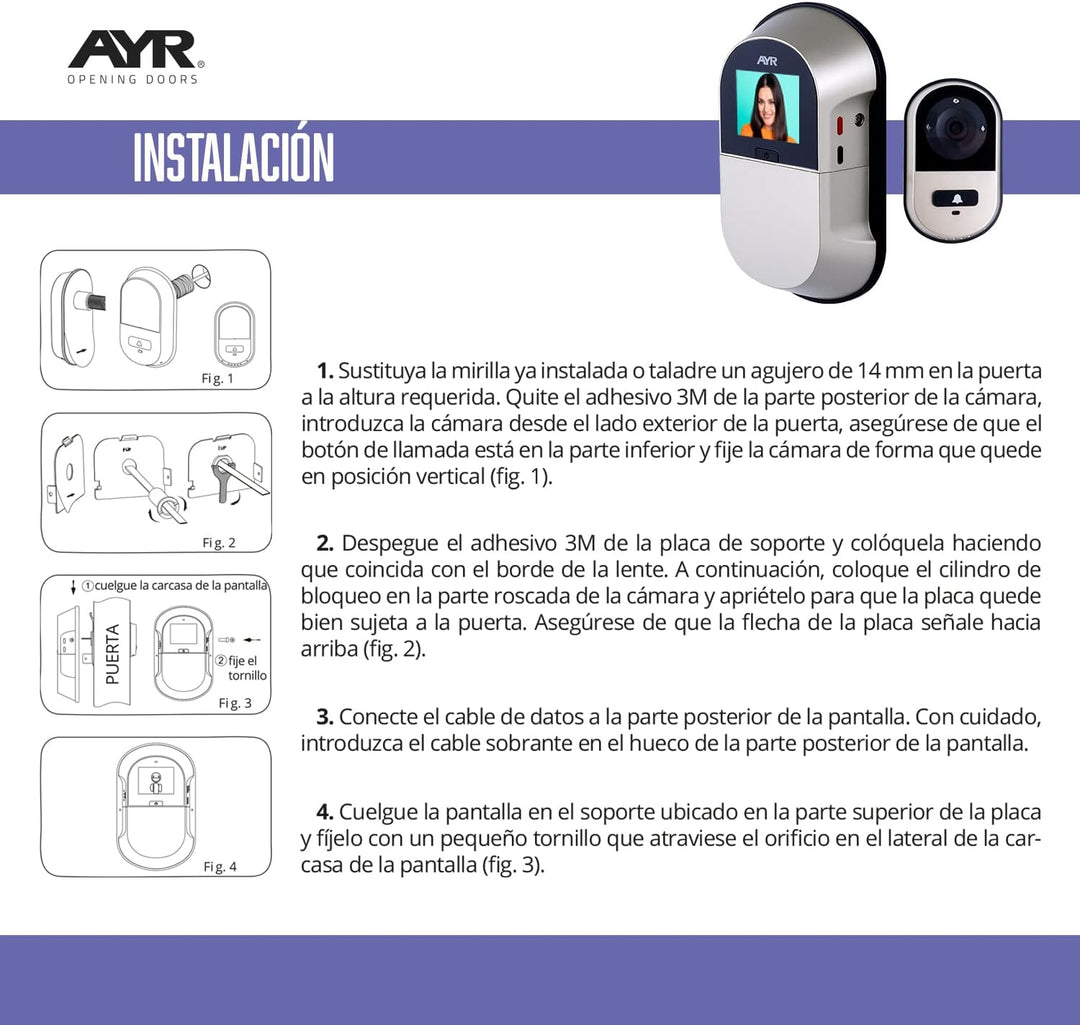 Ayr 757 Türspion Digital WLAN für Tür, Nickel matt