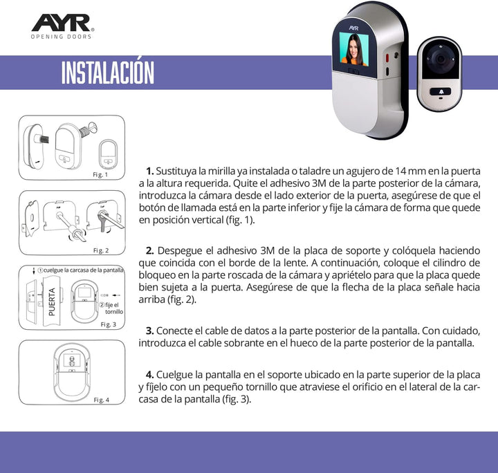 Ayr 757 Türspion Digital WLAN für Tür, Nickel matt