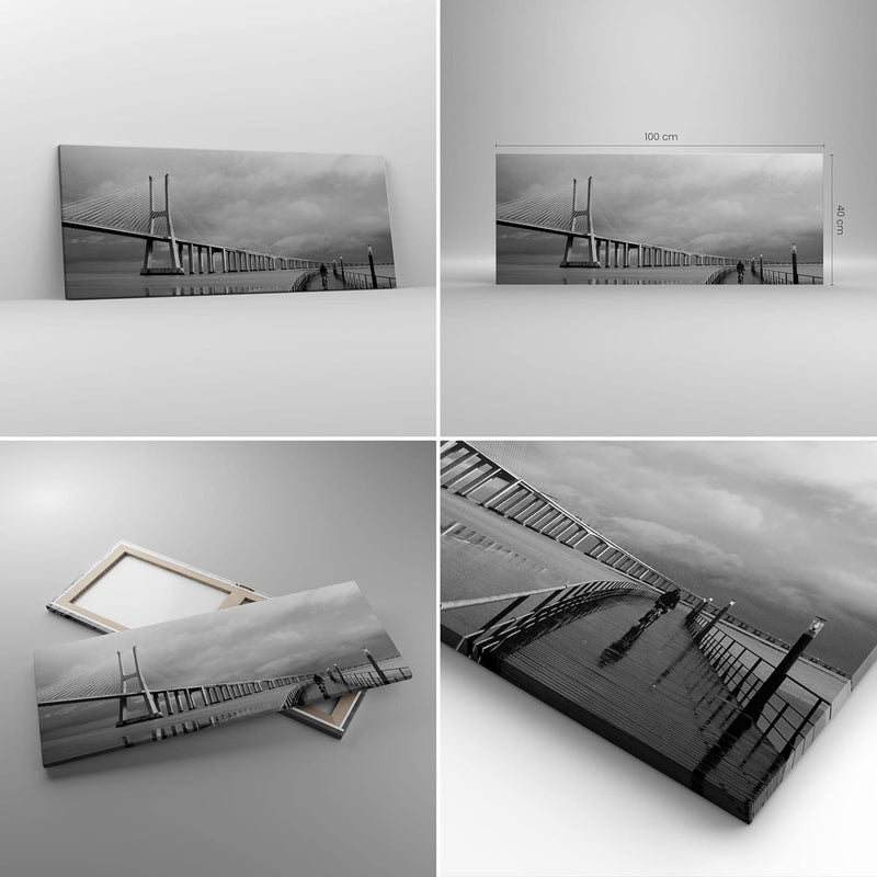 Bilder auf Leinwand 100x40cm Leinwandbild Architektur fahrrad lissabon tourismus Gross Wanddeko Bild