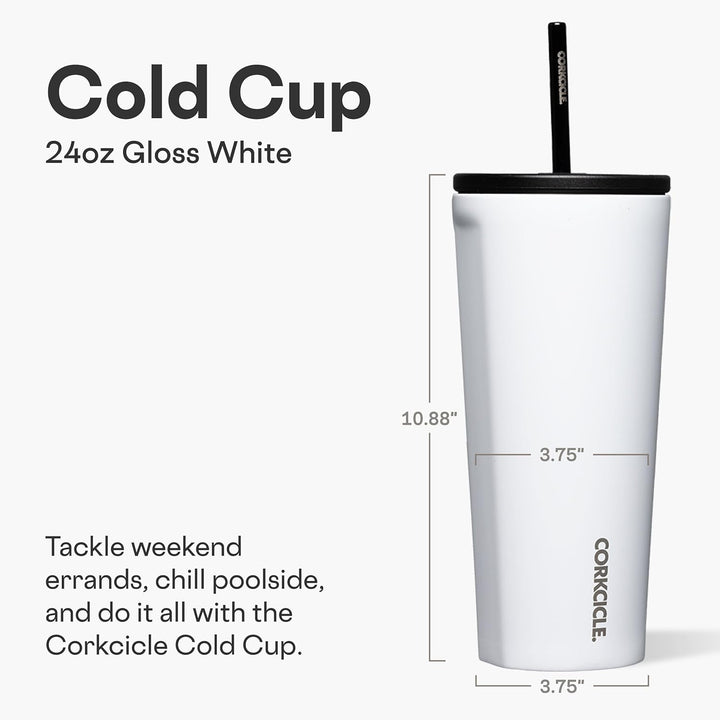 Corkcicle Becher mit Strohhalm und Deckel, wiederverwendbare Wasserflasche, dreifach isolierter Edel