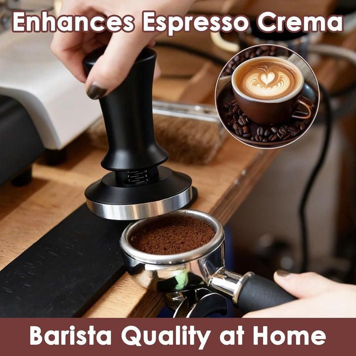 DAJAVE Tamper 58 mm, Edelstahl Kaffeepresse mit Basis