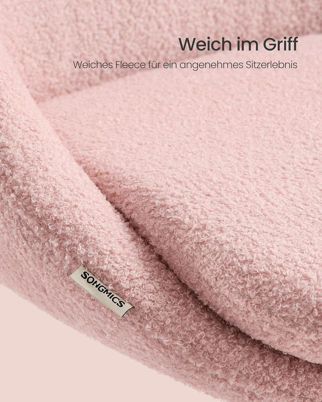 SONGMICS Homeoffice-Stuhl, Schminkstuhl aus Fleece, Schreibtischstuhl, Schaumstoffpolsterung, höhenv