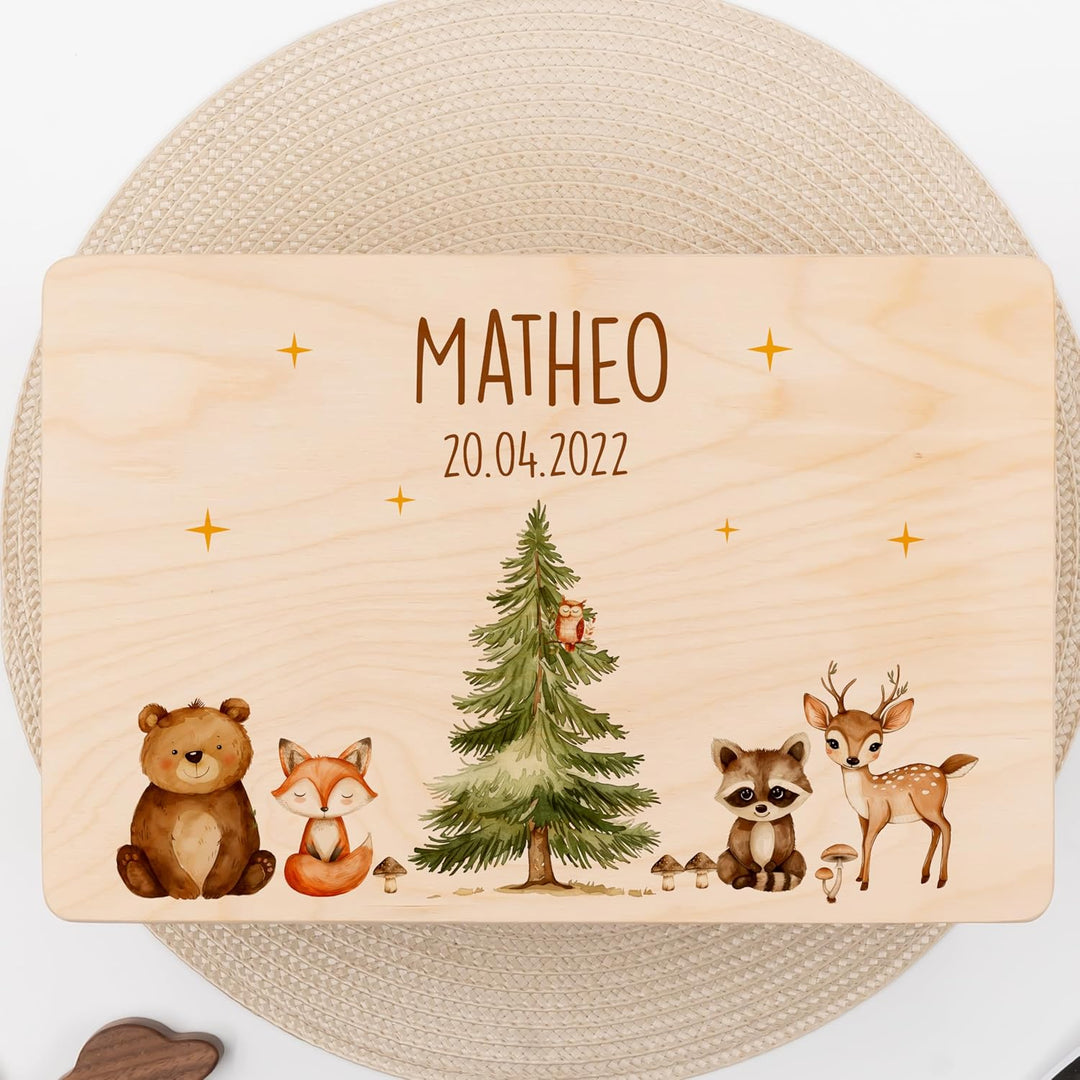 KIDSMOOD - Erinnerungsbox Baby, personalisierte Holzkiste mit Deckel, Ideal zur Aufbewahrung von Eri