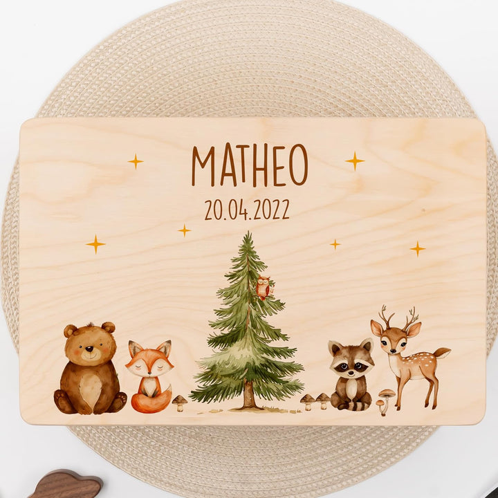 KIDSMOOD - Erinnerungsbox Baby, personalisierte Holzkiste mit Deckel, Ideal zur Aufbewahrung von Eri