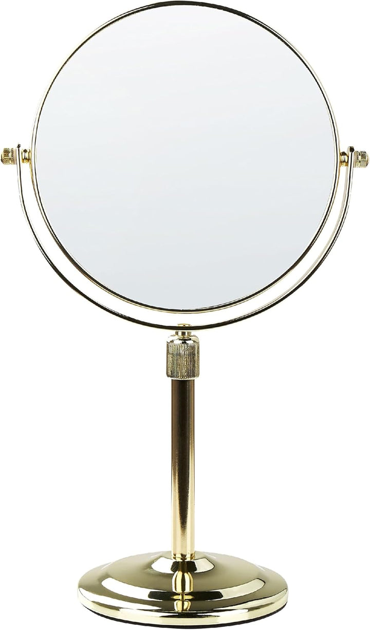Doppelseitiger Tischspiegel Schminkspiegel mit Vergrösserung ø 20 cm Gold Averyon