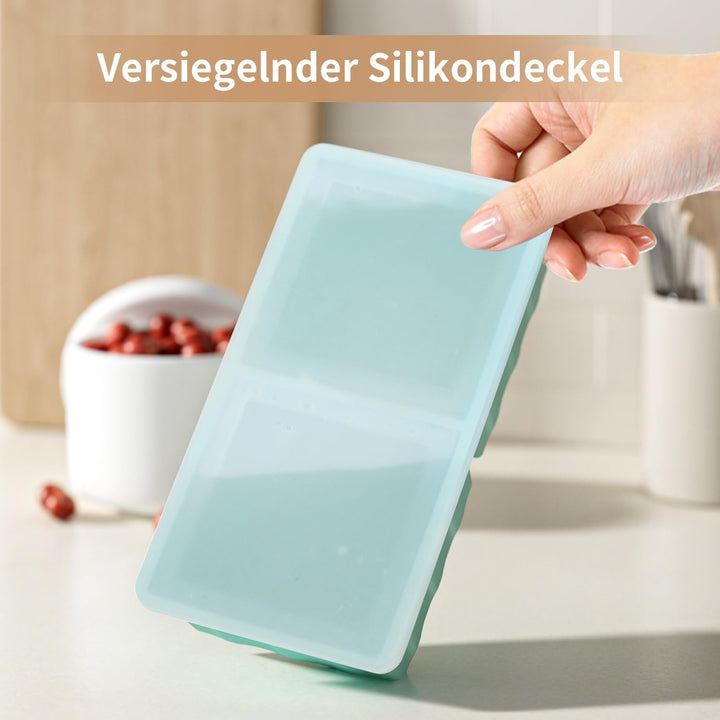 Extragrosse Silikon Gefriertablett, Suppe Gefrierschrank Eiswürfelform mit Deckel, 2er-Pack Grosse S