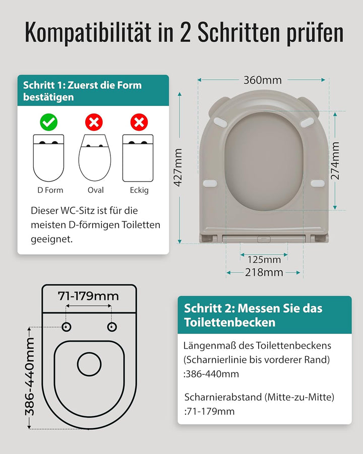 HySail Toilettendeckel mit Absenkautomatik, Benutzerfreundlichem Hygienischem Griff, Schnellverschlu