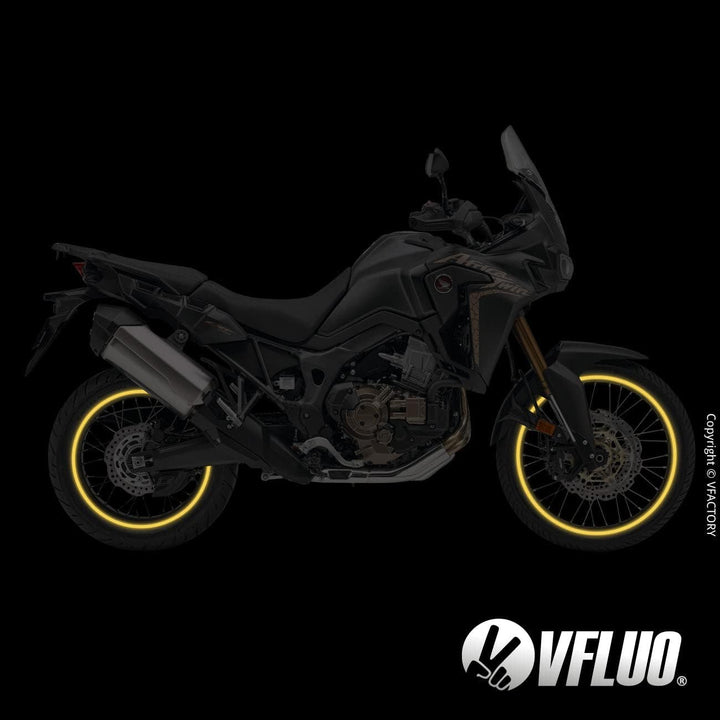 VFLUO - Kit Reflektierende Felgenrandaufkleber Motorrad, Aufkleber für 1 Rad 3M™-Technologie™, 360°-