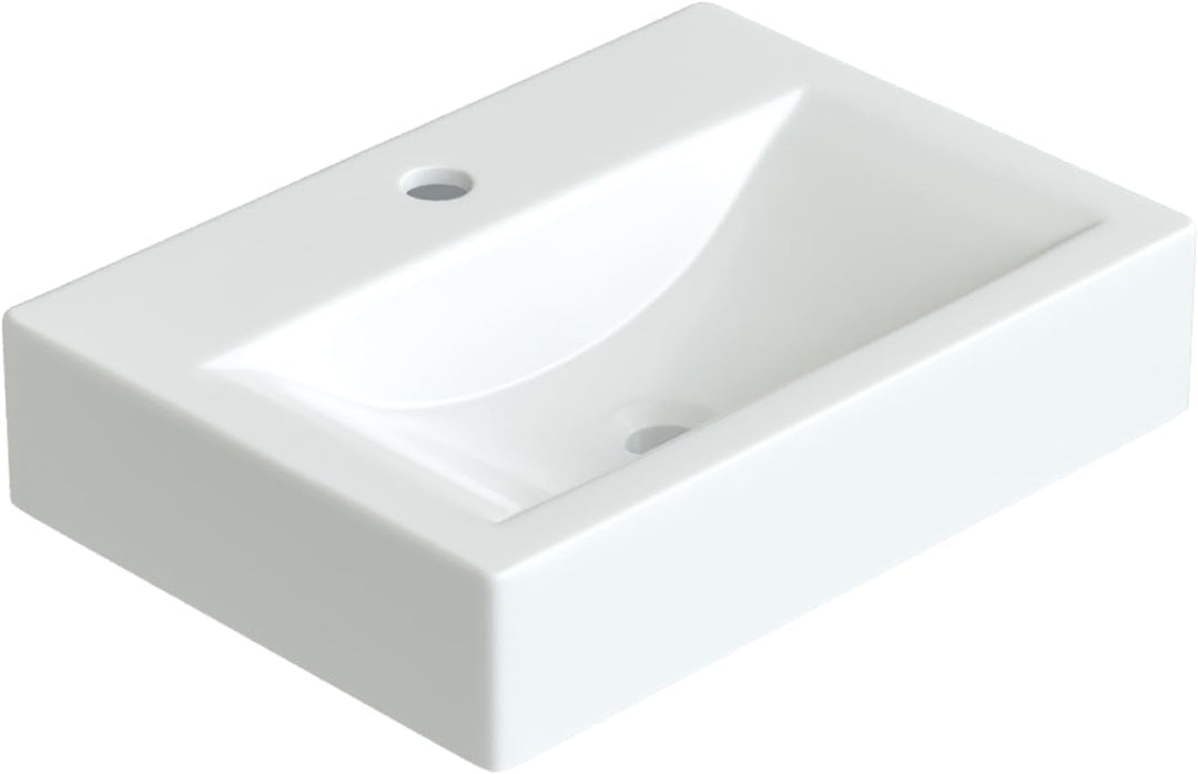Waschbecken aus Keramik Eckig 45 x 33 cm Aufsatzwaschbecken für Waschtisch Unterschrank Waschplatz H