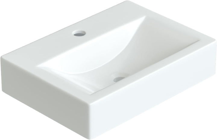 Waschbecken aus Keramik Eckig 45 x 33 cm Aufsatzwaschbecken für Waschtisch Unterschrank Waschplatz H