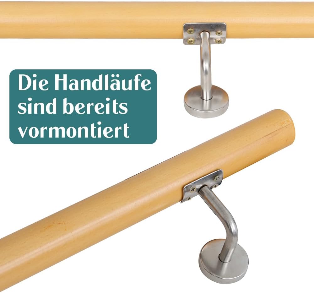 Buche Holz Handlauf Treppengeländer Geländer für Treppe Treppe Wandhandlauf Wand Treppe seitliche Mo