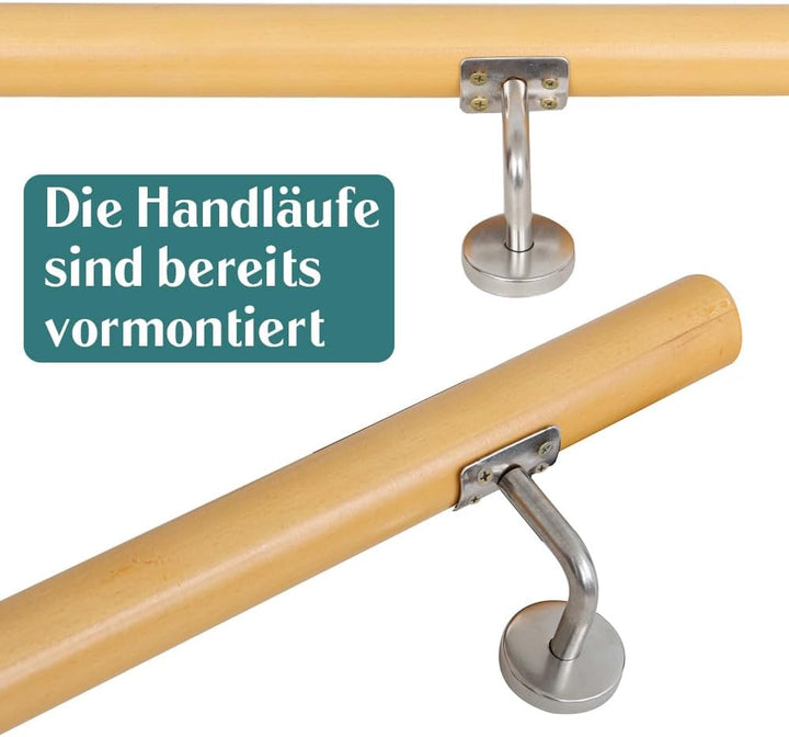 Buche Holz Handlauf Treppengeländer Geländer für Treppe Treppe Wandhandlauf Wand Treppe seitliche Mo