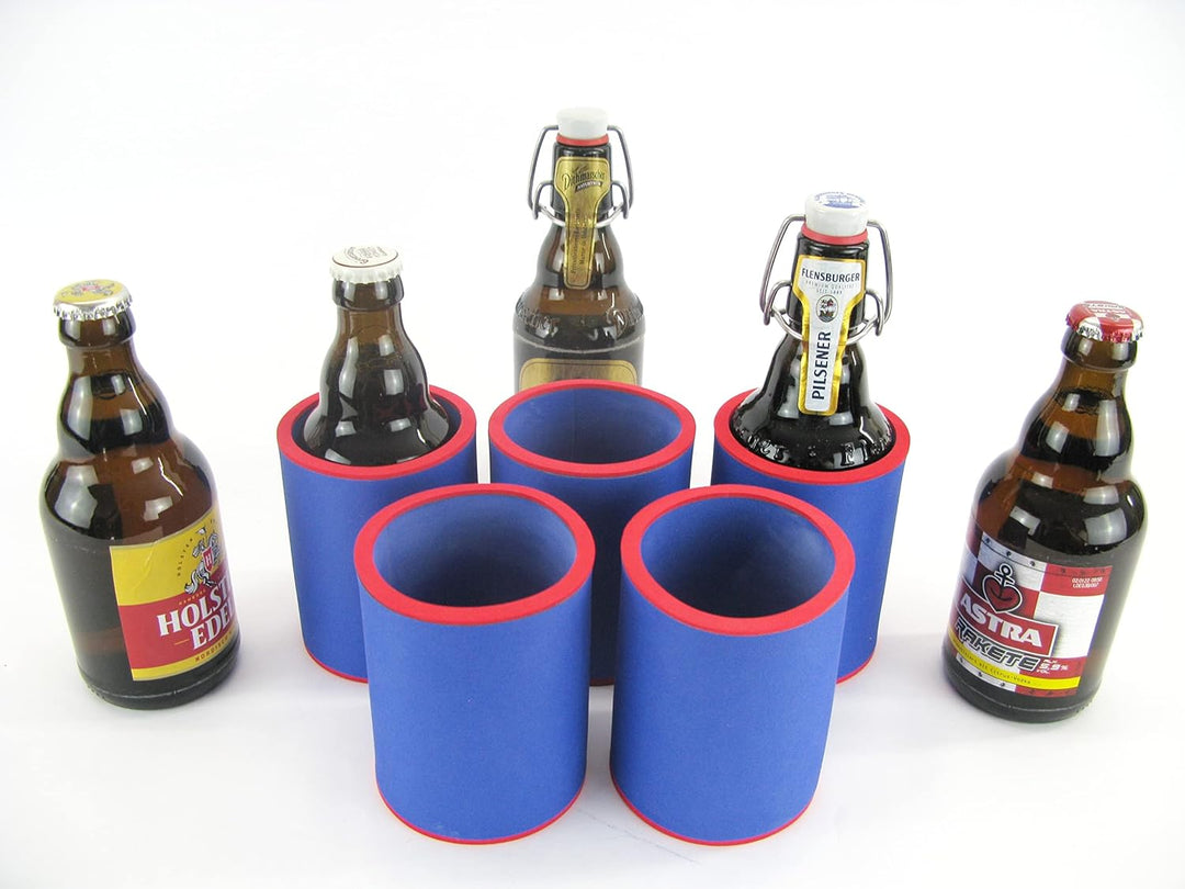5 Blaue Getränkekühler - Bierkühler - Flaschenkühler für Kurze, Dicke 0,33L Bierflaschen aus bestem