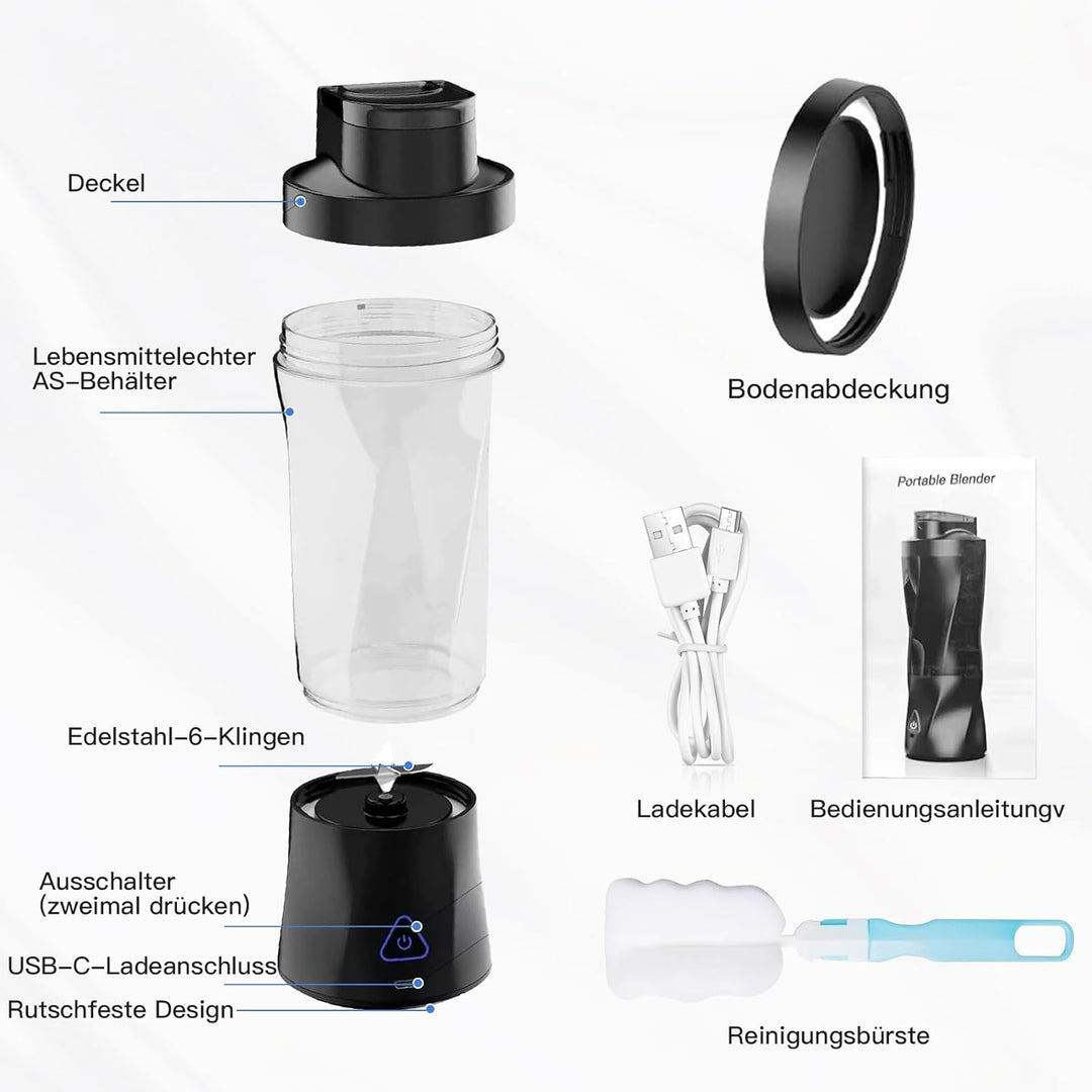 Tragbarer Mixer to go, 700ml Smoothie Maker mit USB, 22000 U/min, leistungsstarker smoothie maker to