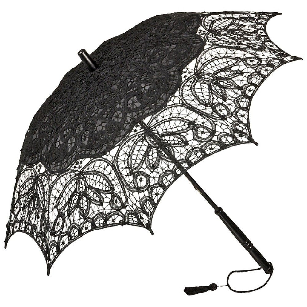 VON LILIENFELD Hochzeitsschirm Brautschirm Vivienne Spitze Deko Sonnenschirm Accessoire schwarz, Sch