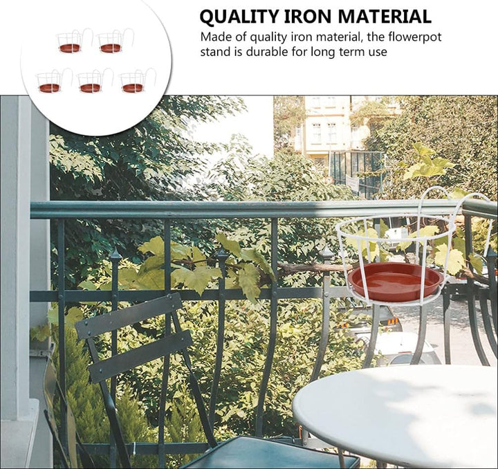 DOITOOL 5 Sets Hängeländer Übertopf Balkon Pflanzkorb Blumentopfhalter Aufhänger über dem Metallzaun