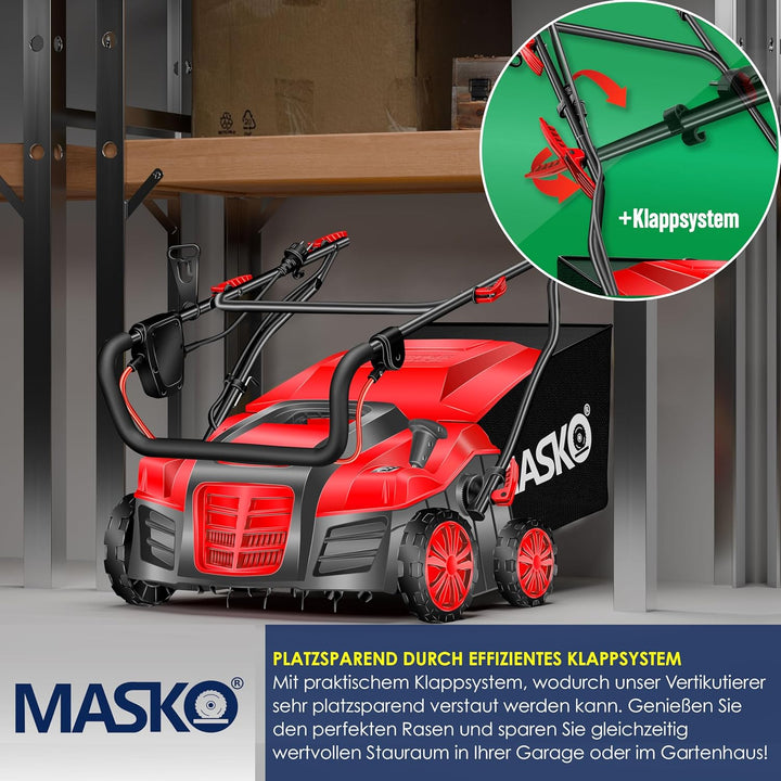MASKO® Elektro 2in1 Vertikutierer Rasenlüfter 1800 Watt 40cm Arbeitsbreite 55L Fangkorb inkl. Lüfter