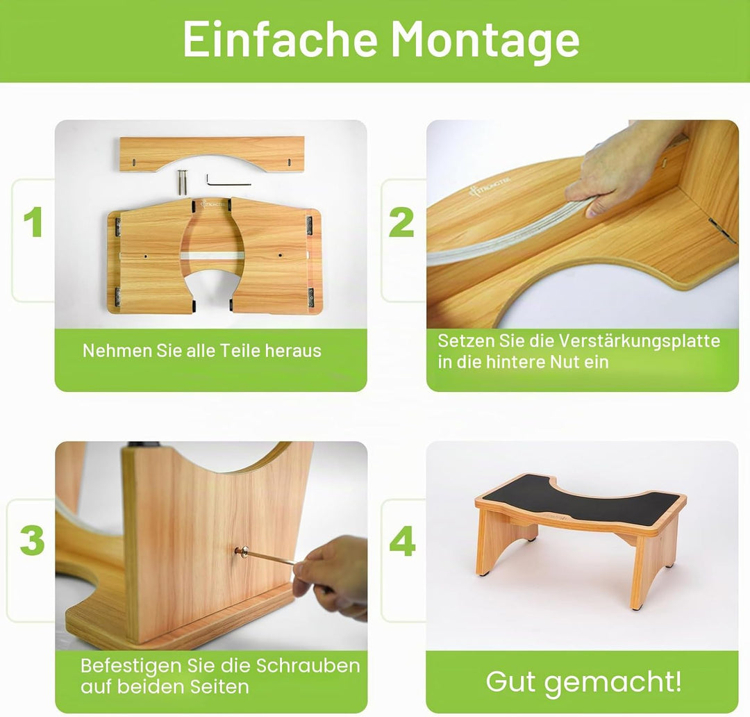 StrongTek Toilettenhocker Erwachsene, Badhocker, WC Hocker Holz mit Antirutsch-Beschichtung und 160