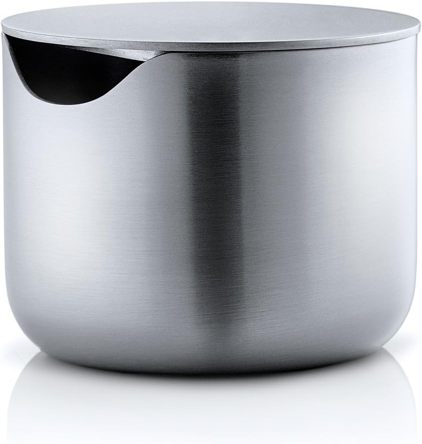 Blomus 63638 Basic Butterdose, edelstahl matt, medium & -BASIC- Zuckerdose aus mattiertem Edelstahl,