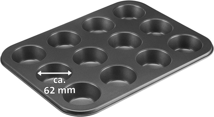 Westmark Muffinbackform, Für 12 Muffins, Antihaftbeschichtung, kaltgewalzter Stahl, Back Meister, An