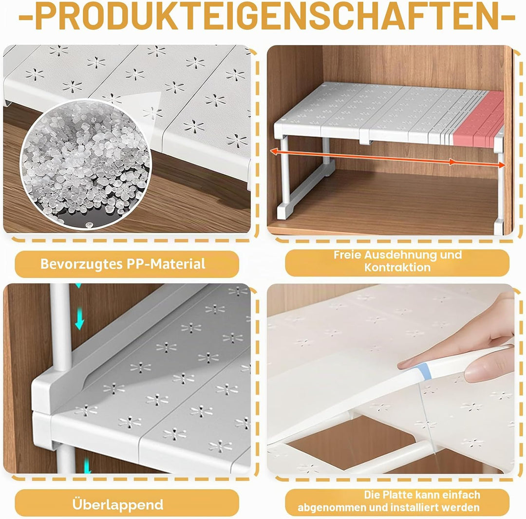 Verstellbare Einlegeboden Schrank, Erweiterbares Schrankeinsatz, Einlegeböden für Schränke, Ohne Boh