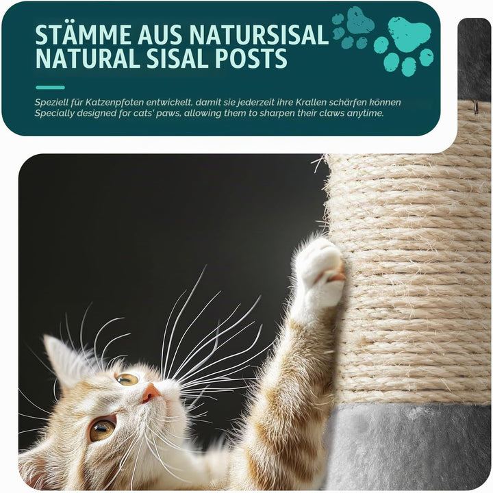 VOUNOT® Kratzbaum Katzenbaum 112 cm hoch, Stabil Mehrstöckiger Kletterbaum Katzenkratzbaum mit Kratz