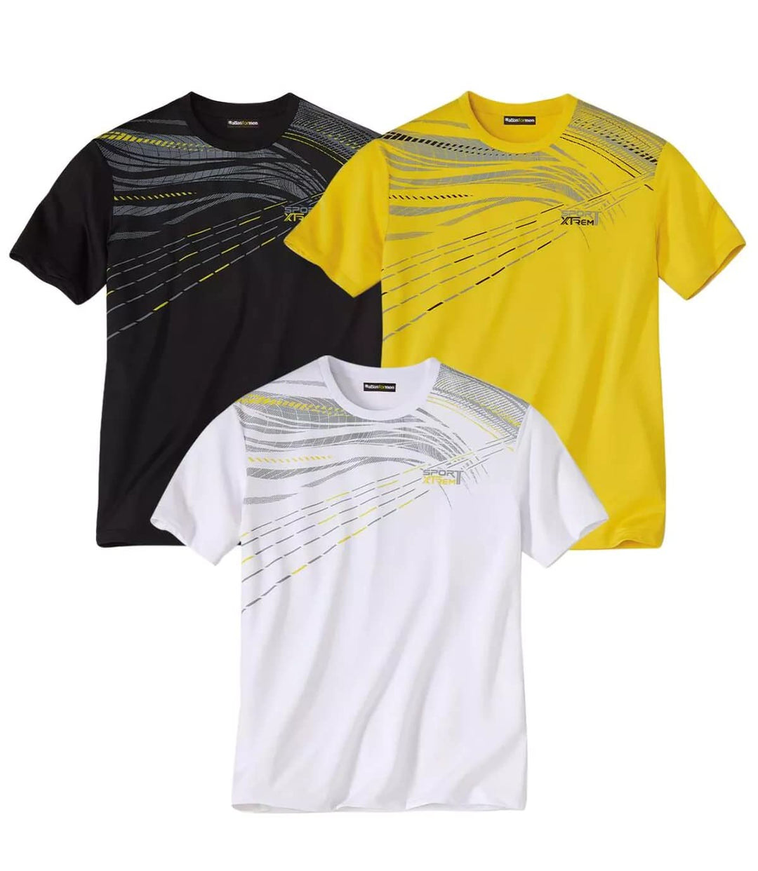 ATLAS FOR MEN - 3er-Pack Herren T-Shirts - Rundhalsausschnitt - Kurze Ärmel - Verfügbar in grossen G
