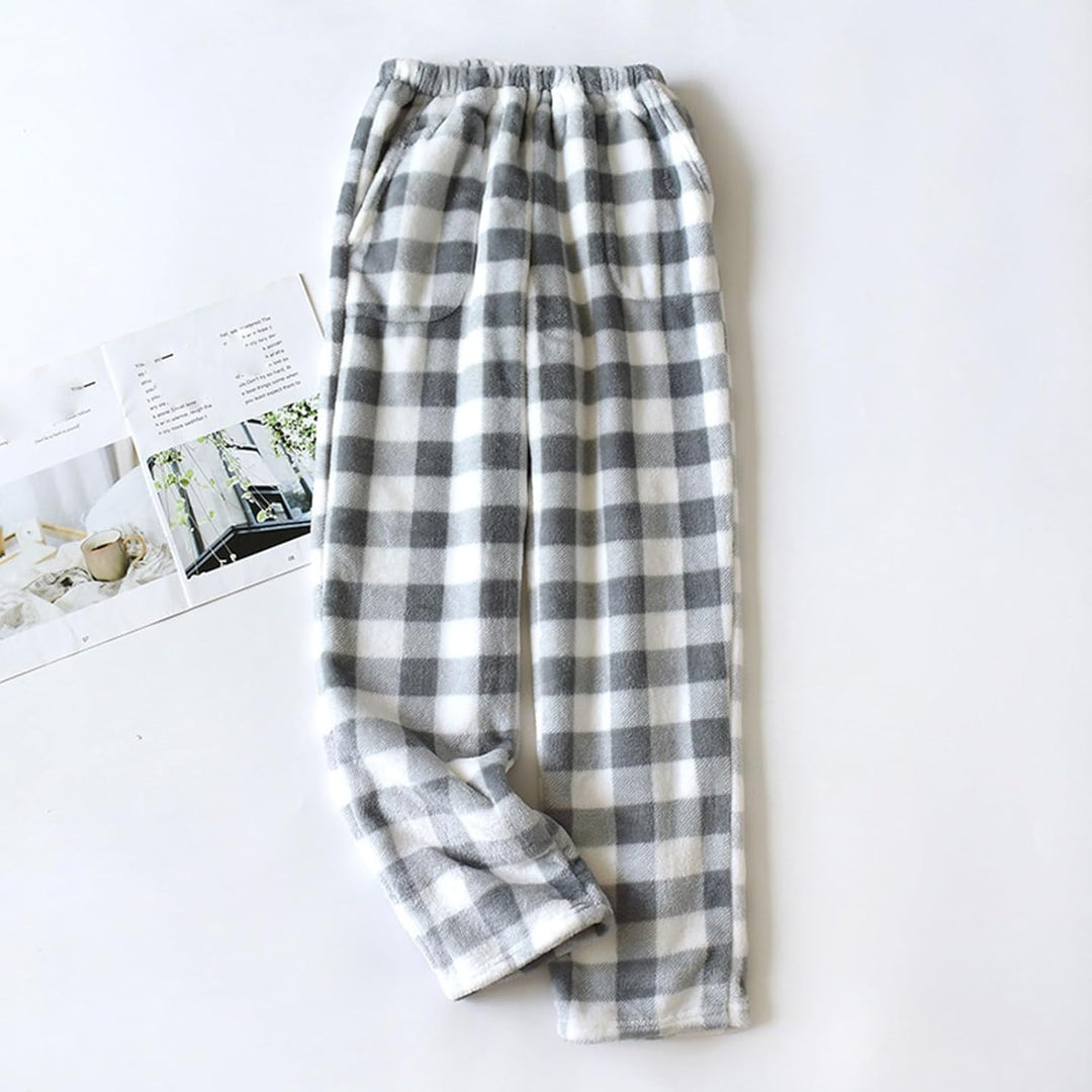 Generisch 2025 Fleece. Weiche Flanell-Pyjamahose Fleece mit Taschen Pyjama Damen Kurzarm Lange Hose