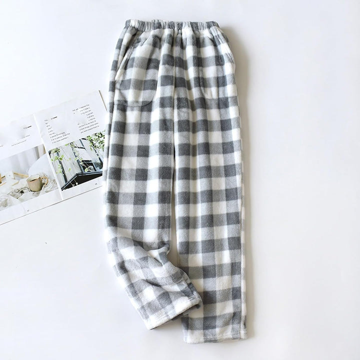 Generisch 2025 Fleece. Weiche Flanell-Pyjamahose Fleece mit Taschen Pyjama Damen Kurzarm Lange Hose