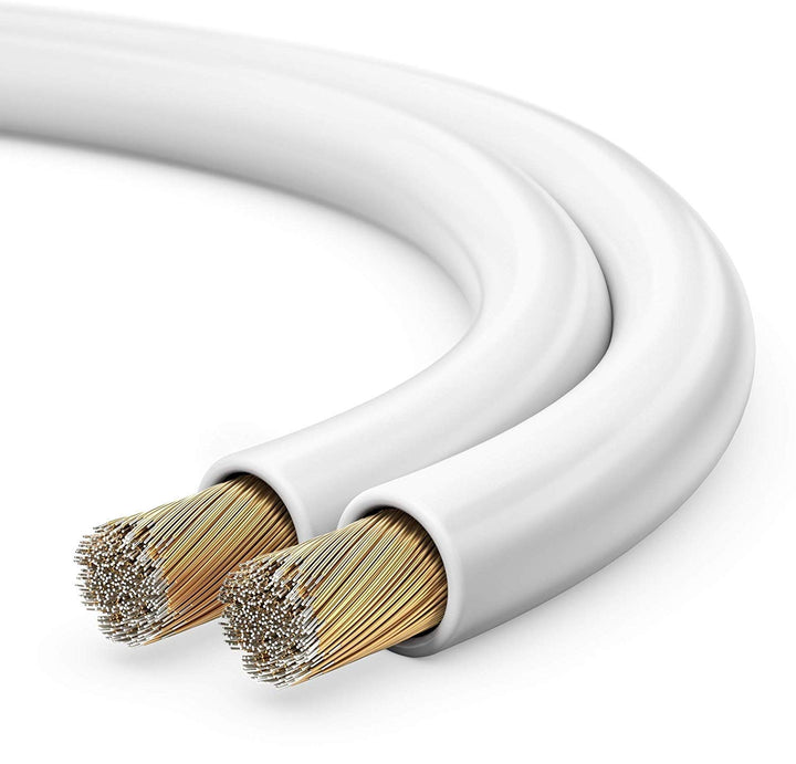 sonero® 100 Meter 2x1,50mm² CCA Lautsprecherkabel / Boxenkabel, Farbe: weiss 2x1,50mm² 100m weiss, 2
