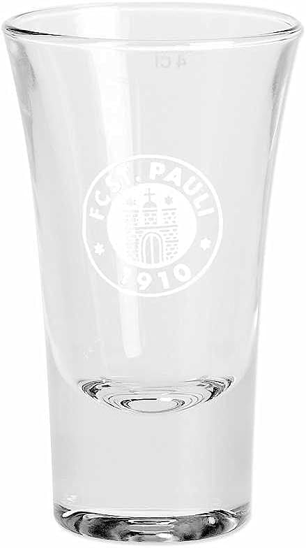 FC St. Pauli Schnapsglas 2er-Set - Logo weiss - Glas, Shot glases - Plus Aufkleber Fans gegen Rechts