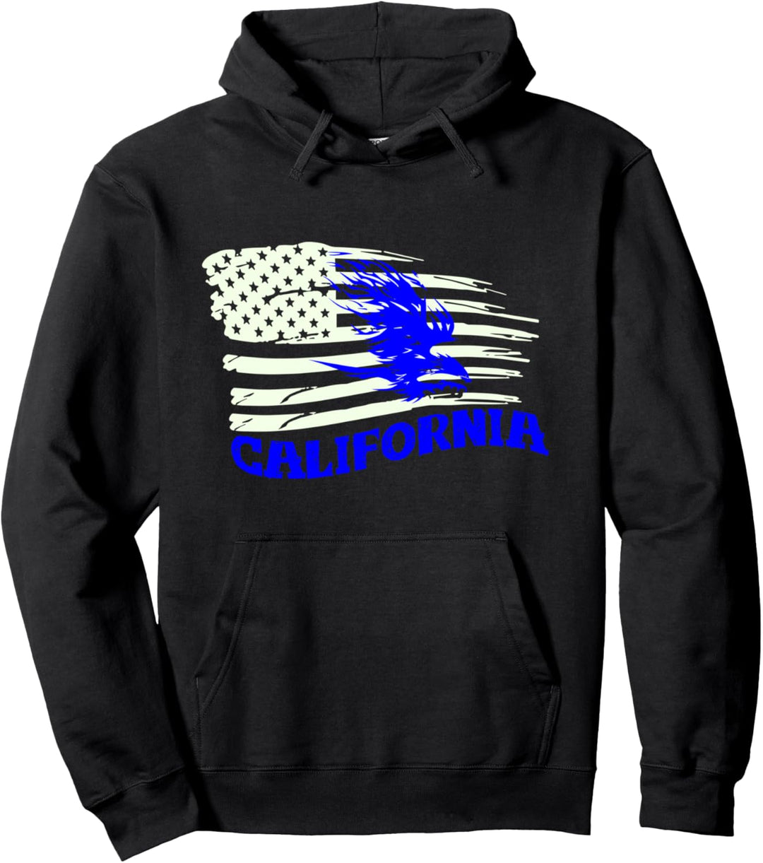 US Amerika Adler Flagge USA California Sterne Vintage Cooles Pullover Hoodie