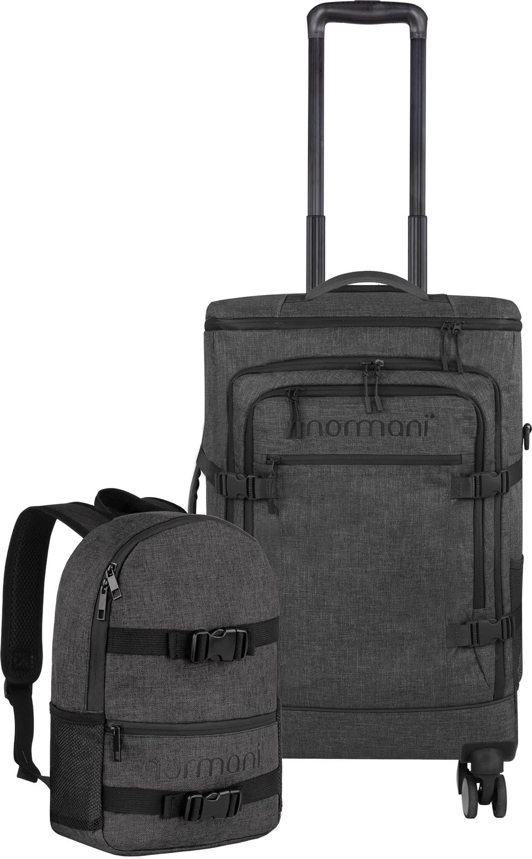 normani Reiseset Trolley mit Rucksackfunktion und kleiner Rucksack - 38 L Reisetrolley + 5 L Backpac