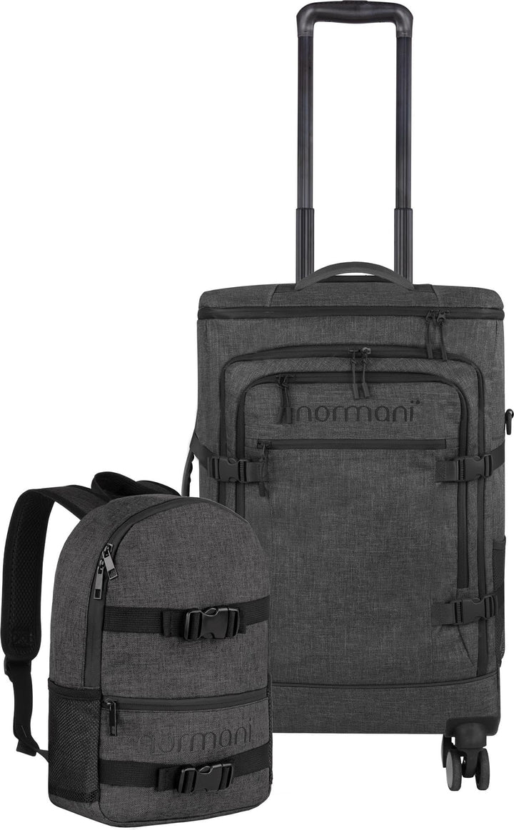 normani Reiseset Trolley mit Rucksackfunktion und kleiner Rucksack - 38 L Reisetrolley + 5 L Backpac