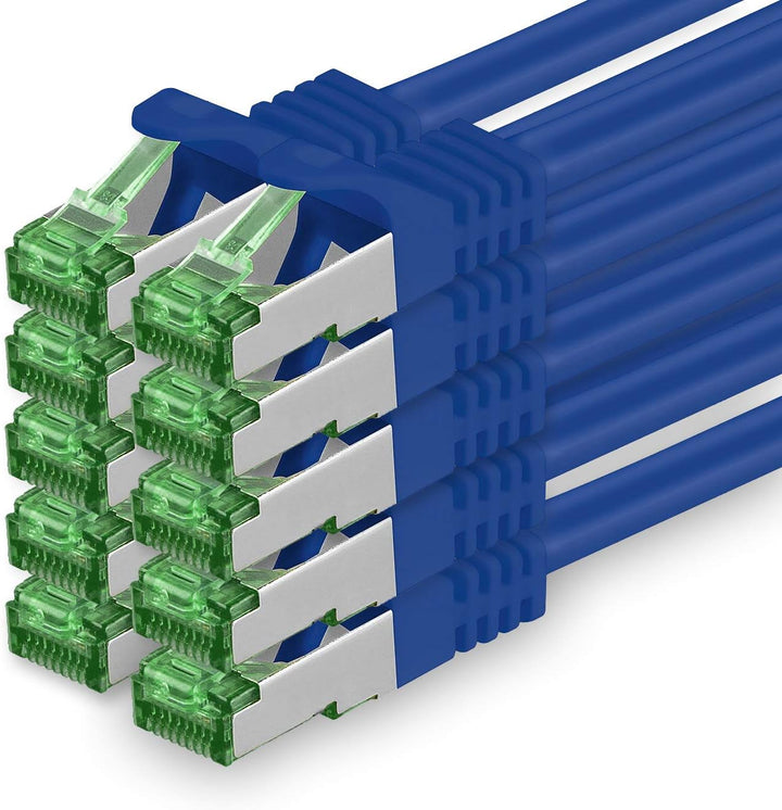 Cat7 Netzwerkkabel 7,5m - Blau - 10 Stück - Cat 7 Ethernetkabel Lankabel Lan 10Gbits Patchkabel Rj45