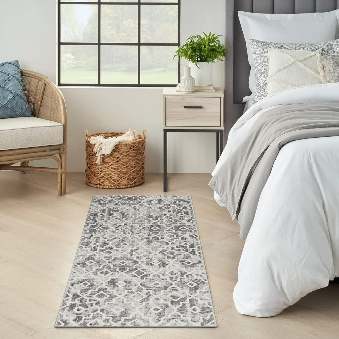 KIMODE Marokkanisch Geometrisch Teppich Läufer 60x130cm, Weich rutschfest Waschbarer Kunstwolle Mode