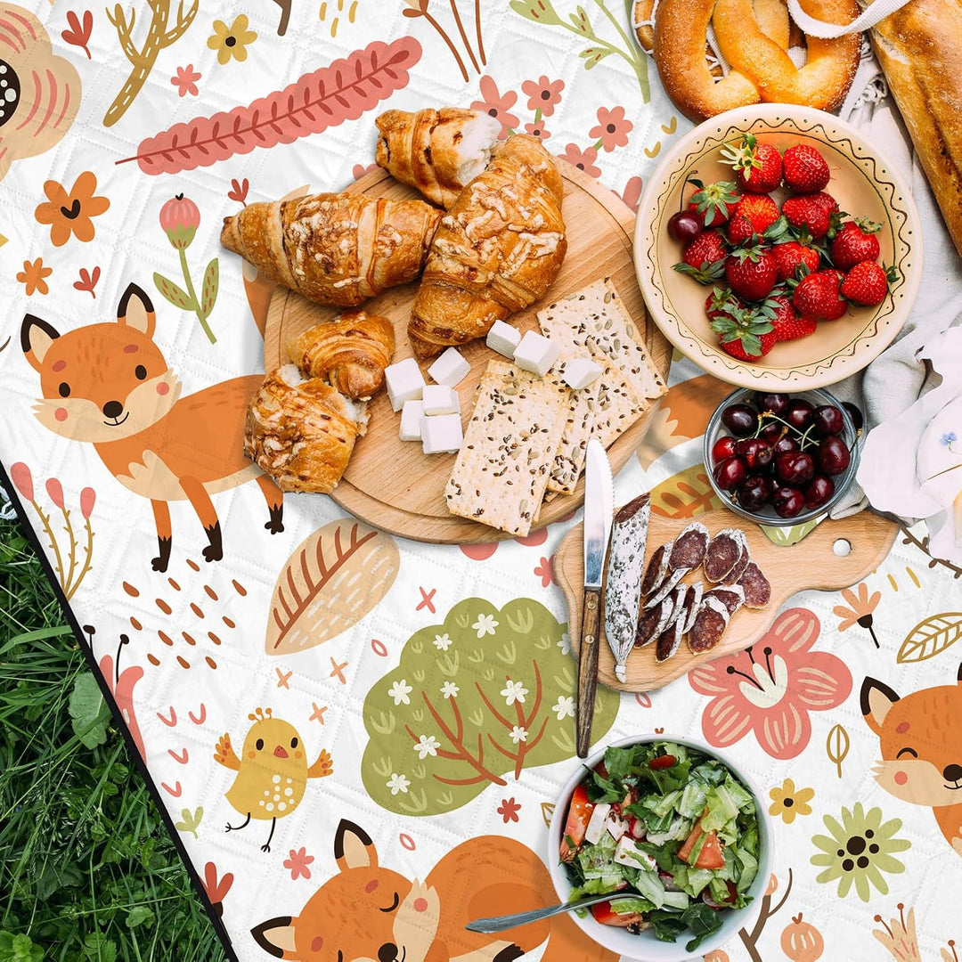 Kinder Picknickdecke Wasserdicht Faltbar, 200x200cm Tragbare Strandmatte Tier Maschine Waschbar, Gro