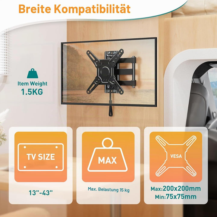 ELIVED Wohnmobil-TV-Halterung für Wohnmobile, abschliessbare Wohnmobil-TV-Wandhalterung für die meis