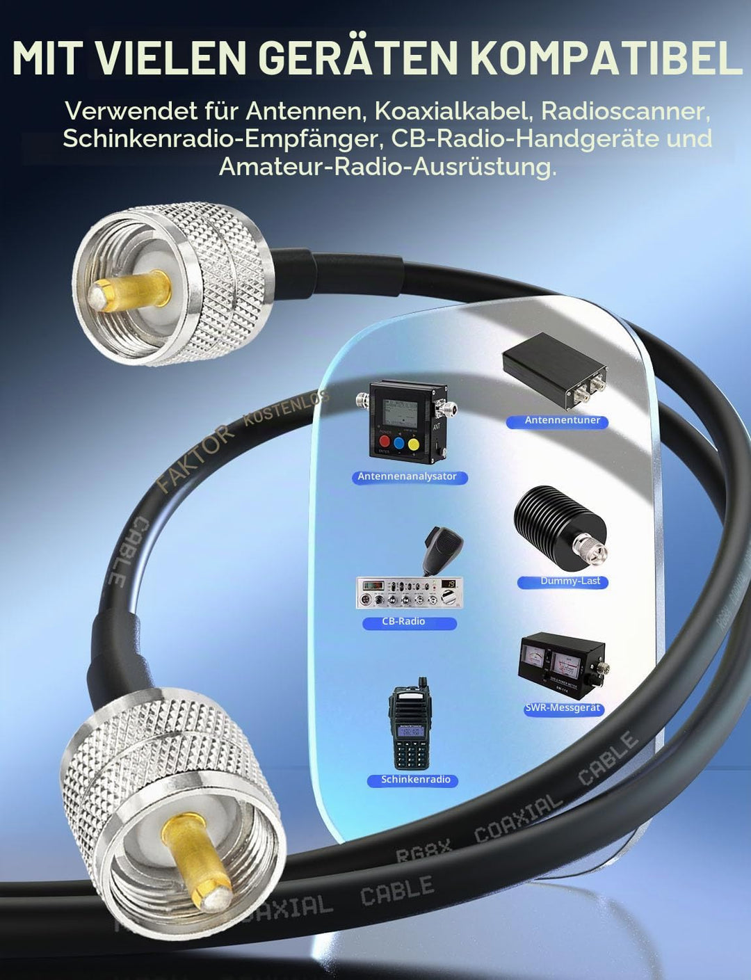 Superbat CB Koaxialkabel RG8X Koaxialkabel 50ft, UHF männlich zu männlich PL259 Kabel für Ham Shack