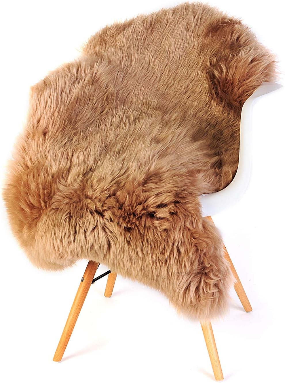 ESTRO Schaffell Lammfell Naturfell Flauschig Teppich Fell Schlafzimmer Dekoration ESZ (Cappuccino Ku