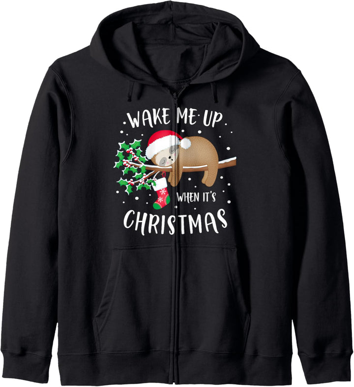 Weck mich auf wenn Weihnachten ist - Süsses Faultier Kapuzenjacke