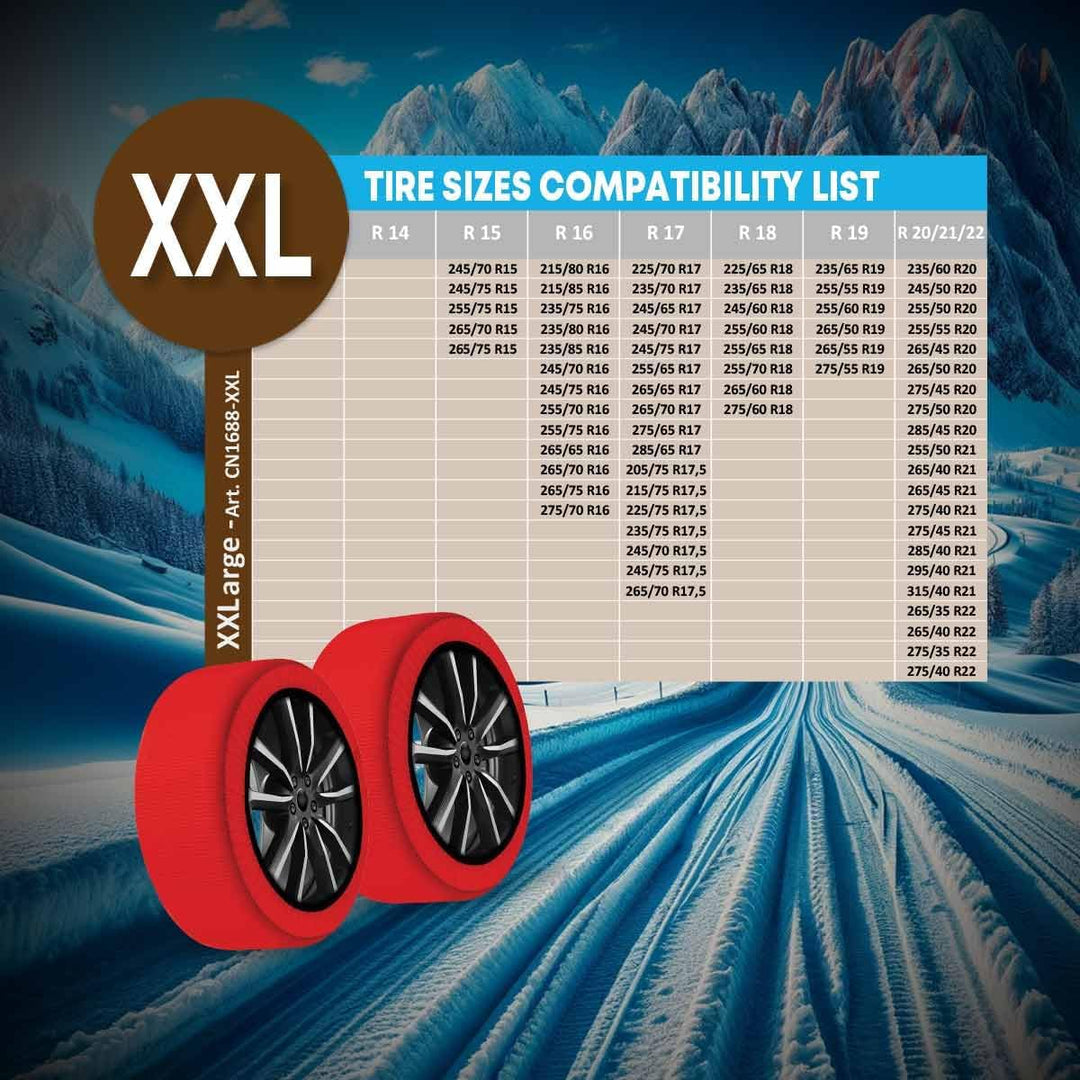 Zugelassene Schneeketten, Einfache Montage in 2 Minuten, 6 Grössen verfügbar (Rot;XXL) Rot XXL, Rot