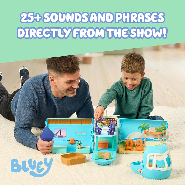 BlueY 3-in-1 Flugzeug-Spielset zum Ausklappen; Verwandlung von Flugzeug in Hotelresort & Boot! 70 cm