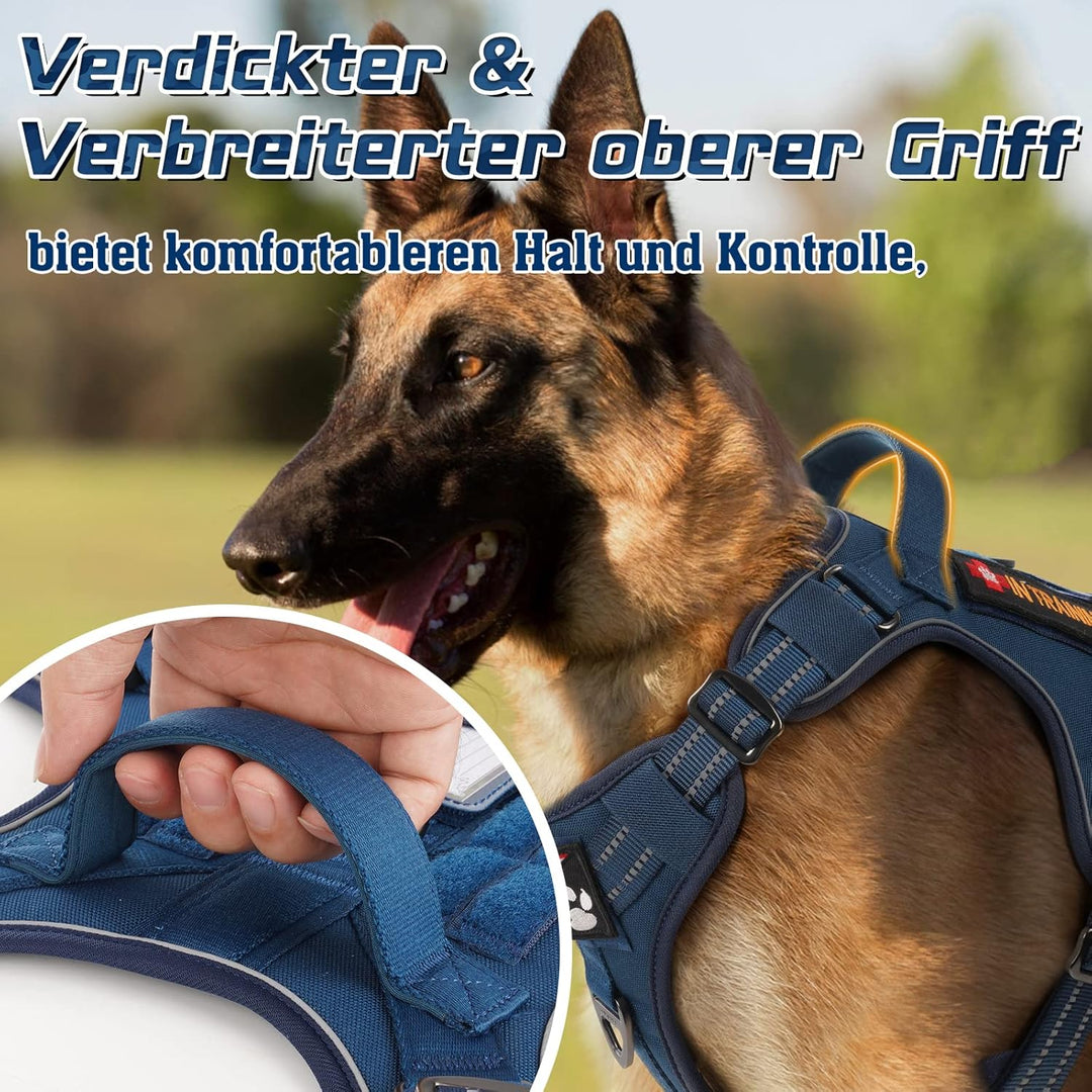 rabbitgoo Hundegeschirr Grosse Hunde, Anti Zug Geschirr Hund Verstellbar mit Griffe Verbreitert, Rob