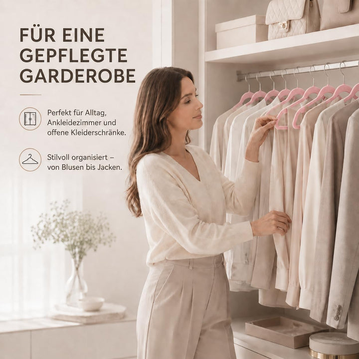 HOUSE DAY Kleiderbügel Samt 40 Stück Rosa | Kleiderbügel Platzsparend Filz Bügel, 360° Drehbarer Hak