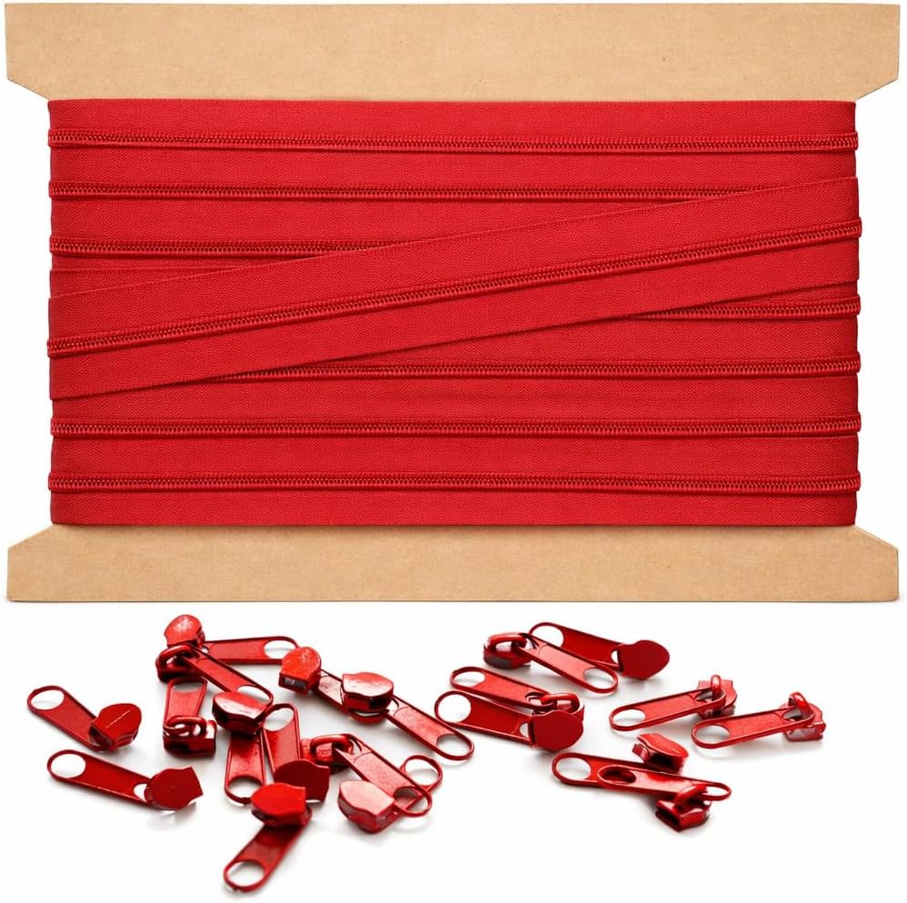 10m Endlosreissverschluss 5mm mit 20 zipper reissverschluss endlos Rot 10m + 20 Zipper Rot, 10m + 20