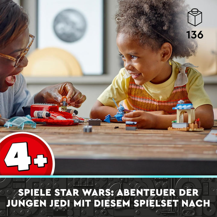 LEGO Star Wars: Young Jedi Adventures Der Crimson Firehawk, Starterset für Kinder mit baubarem Raums