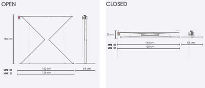 Foxydry Mini Deckenständer, vertikaler Wäscheständer, zusammenklappbar in Aluminium und Stahl 128x54