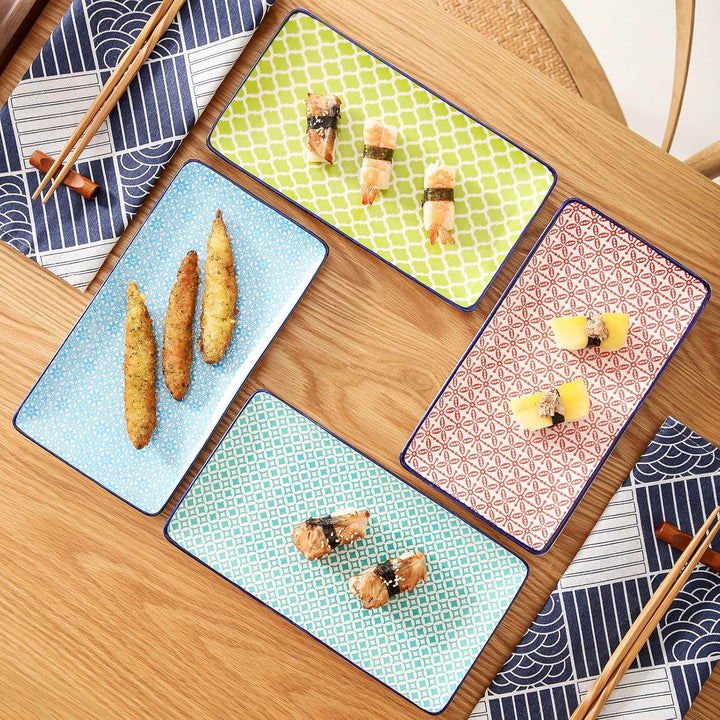 vancasso Servierplatten porzellan, MACARON 4 teilig rechteckige Teller Set aus porzellan, Servierpla