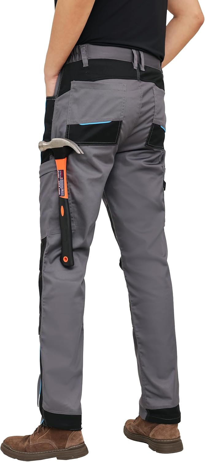 WORK IDEA Herren Stretch-Arbeitshose mit zahlreichen Taschen und Werkzeugtaschen Grau 46, Grau 46